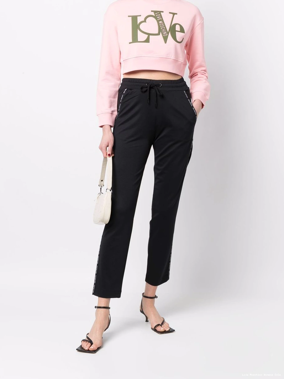 Affordable Women drawstring Love trousers Moschino logo-print 0421